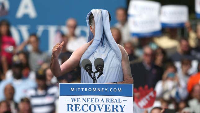 Image for article titled Romney Rolls Sleeves All The Way Up Over His Head