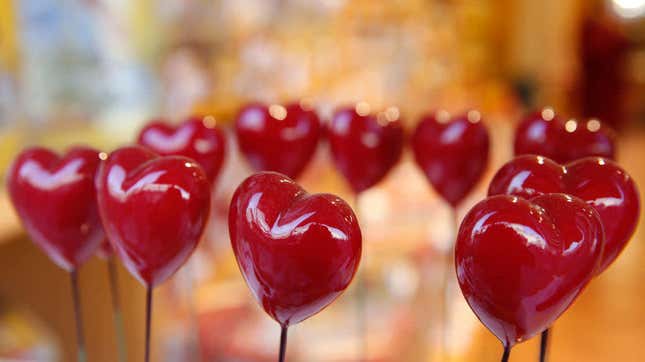 Valentine's heart-shaped lollipops
