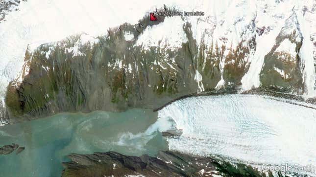 Image showing the Barry Glacier creeping landslide in Alaska. 