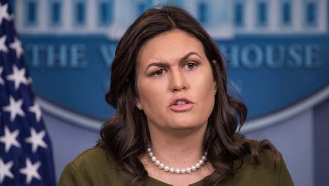 Image for article titled Huckabee Sanders Repeatedly Insists That President’s Footprints Created The Great Lakes