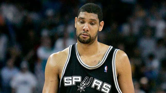 Image for article titled Tim Duncan Hams It Up For Crowd By Arching Left Eyebrow Slightly