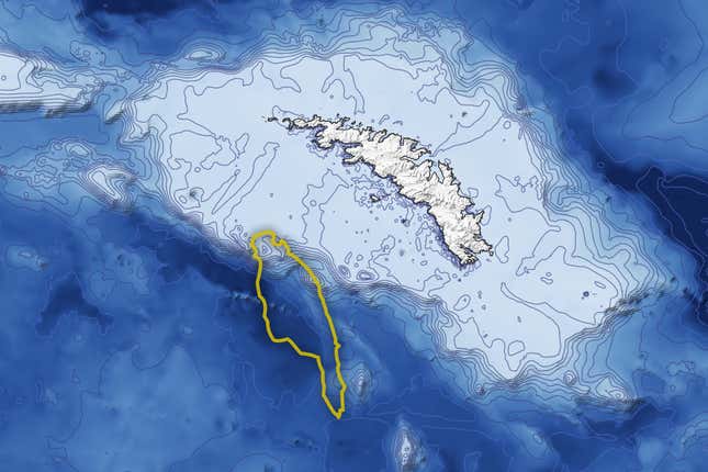 Imagen para el artículo titulado El iceberg más grande del mundo está increíblemente cerca de chocar con la isla San Pedro