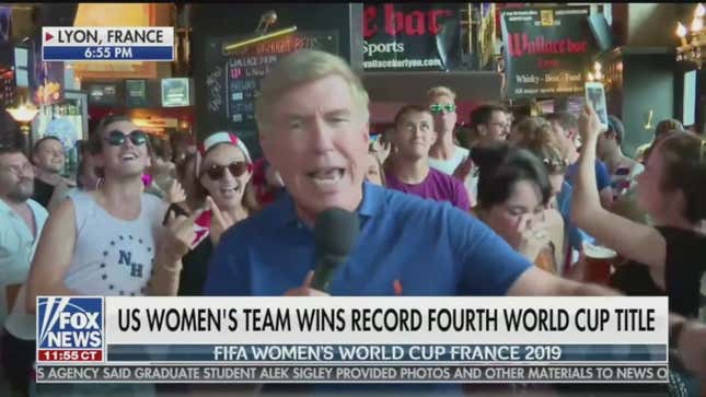 Image for article titled Live Fox News Report About World Cup Win Interrupted By “Fuck Trump” Chant