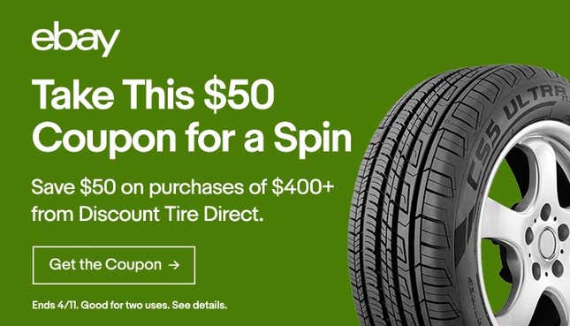 $50 off $400 Tire Purchase | Discount Tire Direct via eBay | Promo code PUMPEDUP. Stacks with manufacturer rebates.