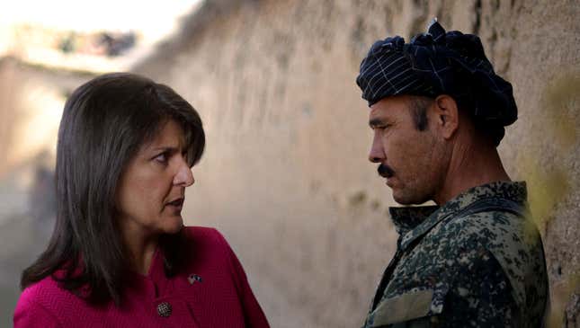 Image for article titled Nikki Haley Resigns To Accept Consulting Role With Afghan Warlord