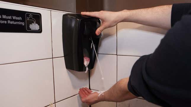 Image for article titled Torrent Of Soap Issues From Wildly Unexpected Part Of Dispenser