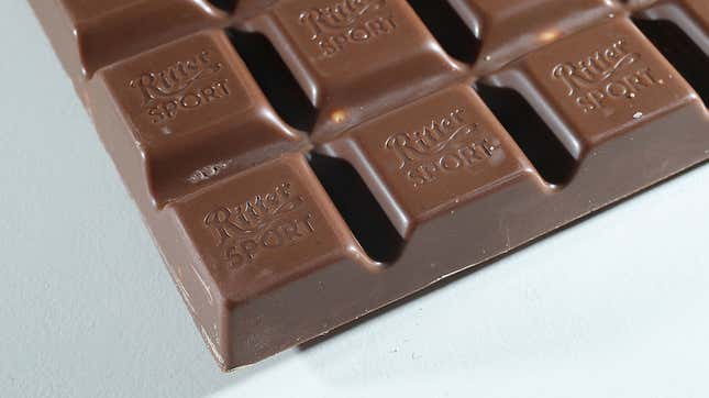 Ritter Sport chocolate bar on white background