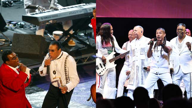 Ron, Rudolf and Ernie Isley of The Isley Brothers perform on stage at the 2004 Black Entertainment Awards on June 29, 2004; Earth, Wind &amp; Fire perform at The Beacon Theatre on July 09, 2019.
