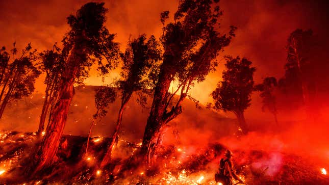 This is the terrifying scene of where the Maria Fire is burning down Ventura County, California.