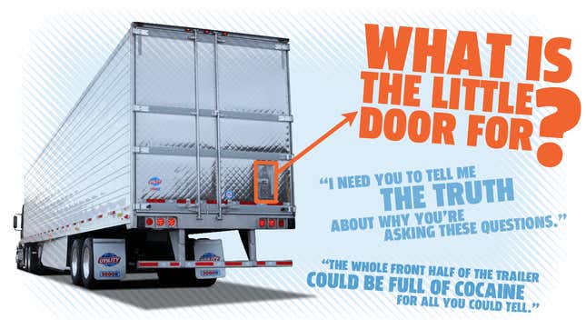 Image for article titled This Is What That Little Door On The Back Of Truck Trailers Is For