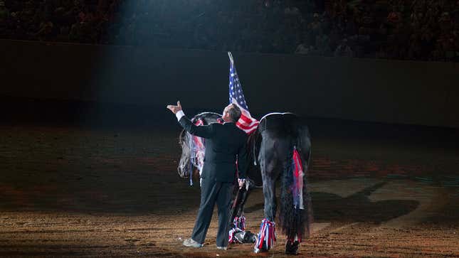 The opening ceremony of the Celebration of Horses, featuring Lee Greenwood’s “God Bless the USA.”