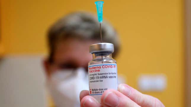 A doctor preparing a dose of Moderna vaccine in Ostrava, Czech Republic, in January 2021.