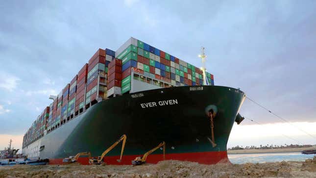 Image for article titled Cargo Ship Ever Given Moves 100 Feet, Suez Canal Officials Cautiously Optimistic [Update: It&#39;s Free!]