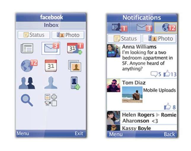 Facebook for Every Phone, a Java app that runs in WAP browsers