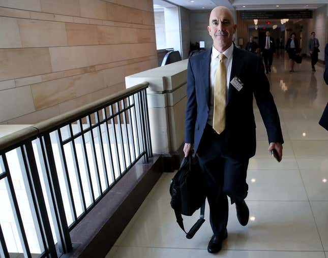 Former State Department Inspector General Steve Linick departs the U.S. Capitol.