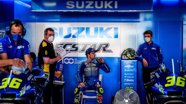 Pictured: Suzuki rider Joan Mir.