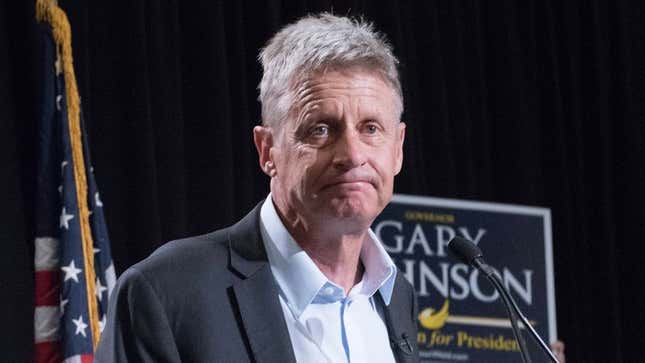 Image for article titled Gary Johnson Worried He Peaking Too Early After Hitting 9% In Polls