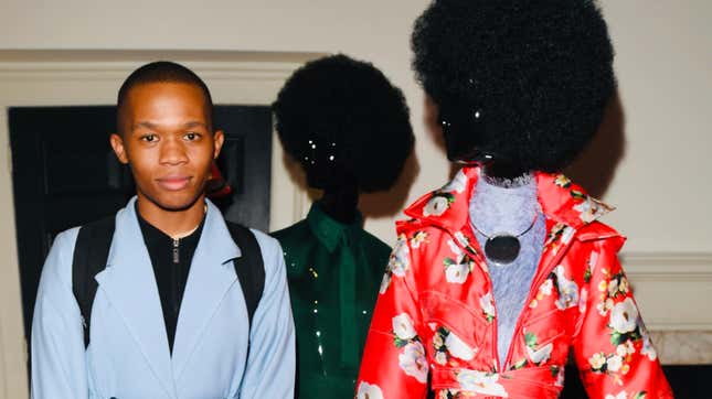 Designer Thebe Magugu attends the ‘Brave New Worlds’ International Showcase at Somerset House on February 11, 2019 in London, England.