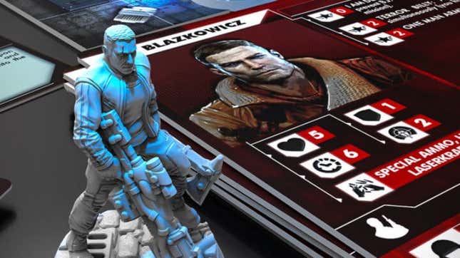 A closer look at B.J. Blazkowicz miniature and gaming stats.