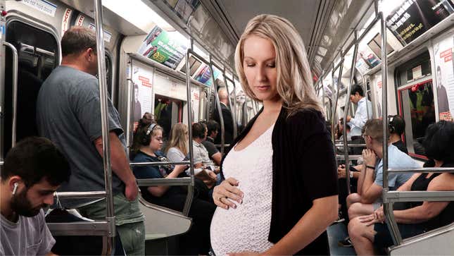 Image for article titled Area Woman Will Have To Be Way More Fucking Pregnant Than That If She Wants To Be Offered Subway Seat