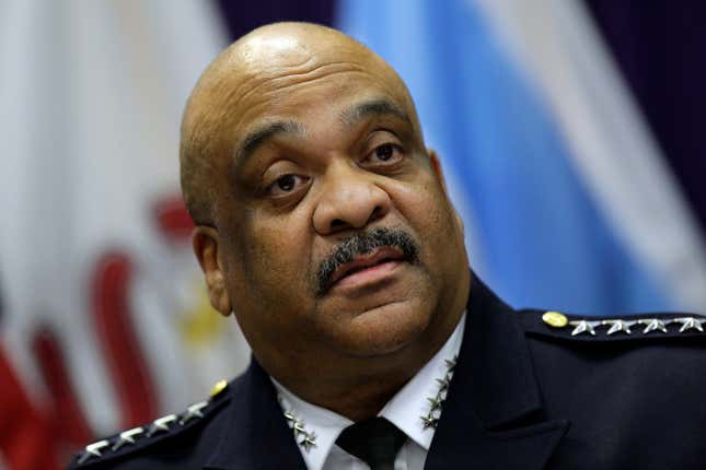 Chicago Police Department Superintendent Eddie Johnson announces his retirement during a news conference at the Chicago Police Department’s headquarters, Nov. 7, 2019, in Chicago.