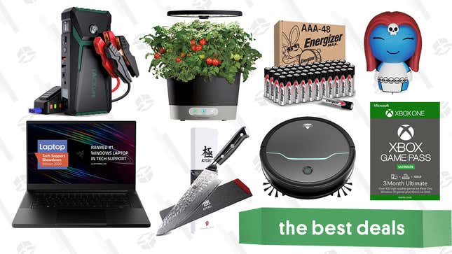Image for article titled Tuesday&#39;s Best Deals: Razer Blade, Xbox Game Pass Ultimate, AAA Batteries, Tacklife 800A Jump Starter, Kyoku Chef Knife, Bissell Robot Vacuum, AeroGarden, and More