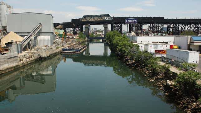 Commercial sites line the polluted Gowanus Canal.