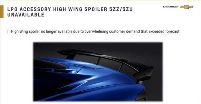 Image for article titled Chevy Removes Two Of The Most Popular Corvette Options After Virus Impacts Suppliers