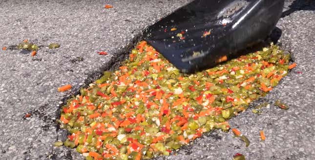 Image for article titled Chicago TV host fills potholes with giardiniera