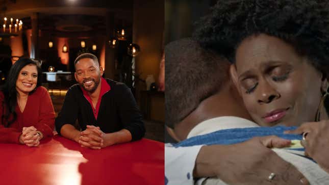 Dr. Ramani Durvasula and Will Smith on the “Will Smith’s Red Table Takeover: Resolving Conflict” episode of Red Table Talk (2020); Will Smith embraces Janet Hubert on The Fresh Prince of Bel-Air Reunion (2020)
