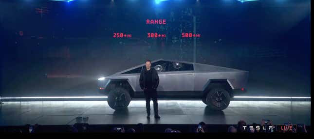 Image for article titled The Tesla Cybertruck Is A Brutal, Angular Beast With Unbelievable Specs