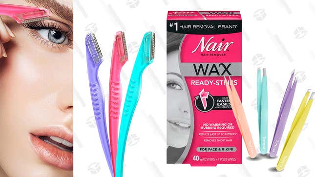 Easace Eyebrow Razor 3-Pack | $3 | Amazon
Nair Hair Remover Wax Strip Kit for Face & Bikini | $5 | Amazon
Terresa 4-Pack Tweezer Set With Pouch | $8 | Amazon