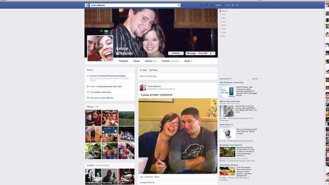 The representation of the couple’s marriage on Facebook is rich, happy, and without trouble or doubt.