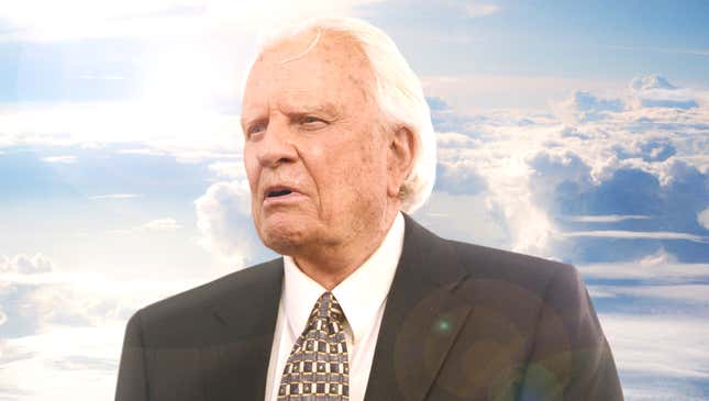 Image for article titled Panicked Billy Graham Realizes He Took Wrong Turn Into Heaven’s Largest Gay Neighborhood