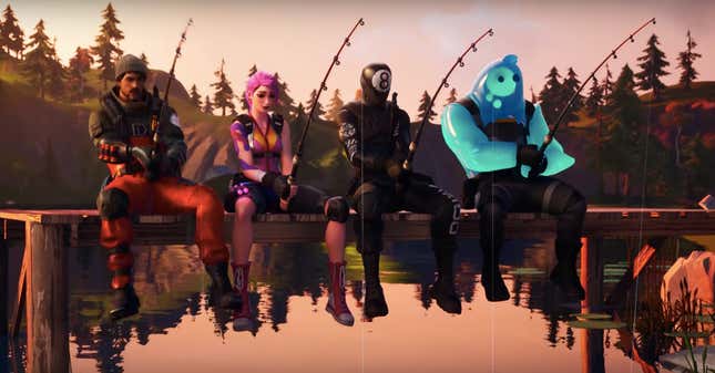Image for article titled You Can Use Fortnite&#39;s Fishing Pole On Land Now, Apparently