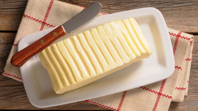 Sliced butter on butter dish