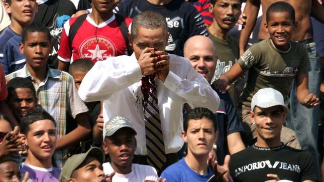 Image for article titled U.S.–Cuba Relations End After Obama Hit By Foul Ball At Exhibition Baseball Game