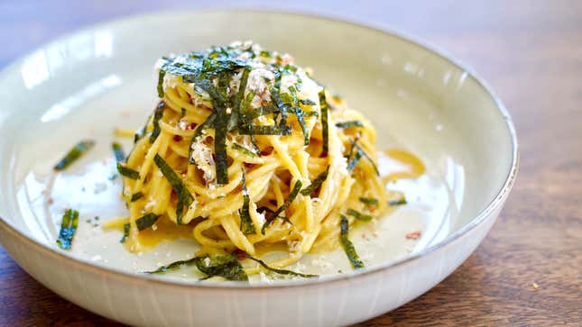 Image for article titled Make miso-butter spaghetti carbonara, the gateway to Japanese-Italian cooking