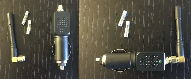 The jammer, as it arrived (left). Assembled (right).