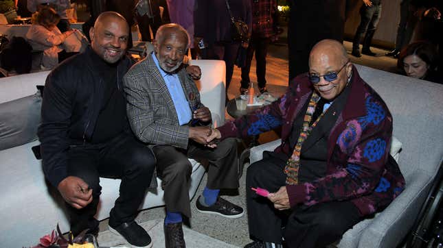 Steve McKeever, Clarence Avant and Quincy Jones attend Netflix world premiere of The Black Godfather on June 3, 2019, in Los Angeles.