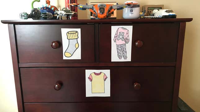 Image for article titled Label Your Kid’s Dresser Drawers With What Belongs Inside
