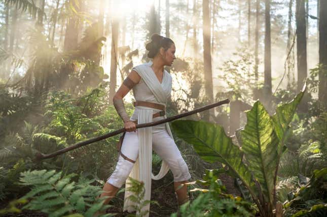 Daisy Ridley as Rey.