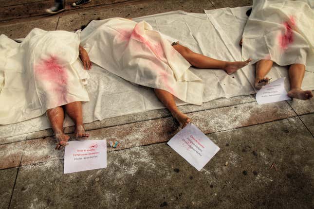 At a march in San Salvador in September 2017, demonstrators remember women who died as a result of the abortion ban.