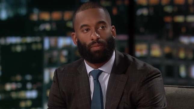 Matt James in a preview for next week's episode of The Bachelor with a very large beard