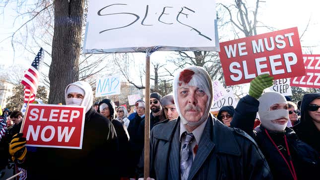 Image for article titled Recently Concussed Americans March On Washington D.C. Demanding The Right To Sleep