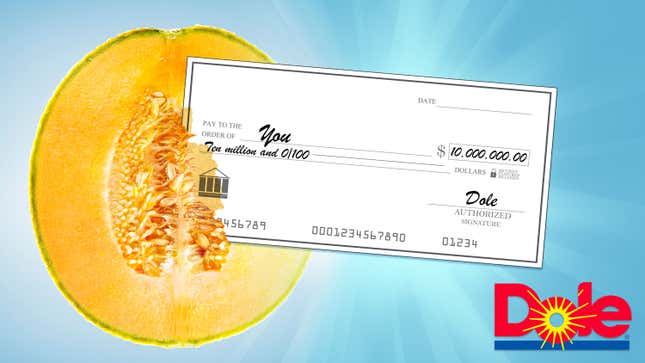 Image for article titled Dole Reveals One Cantaloupe Out There Contains $10 Million Check