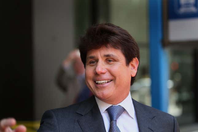 Former Illinois Governor Rod Blagojevich leaves the Dirksen Federal Building following a hearing on April 21, 2010 in Chicago, Illinois.
