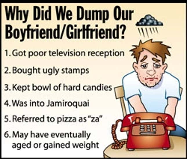 Image for article titled Why Did We Dump Our Boyfriend/Girlfriend?