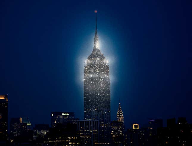 Image for article titled Lit-Up Empire State Building Covered In Thick Layer Of Moths