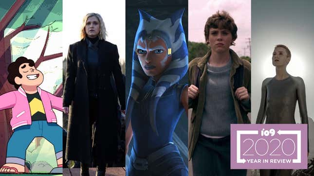 From left: Steven Universe Future, The 100, Star Wars: The Clone Wars, I Am Not Okay With This, Raised by Wolves.